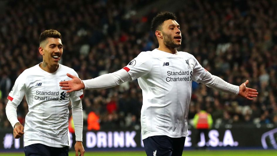 Alex Oxlade-Chamberlain celebrates scoring for Liverpool