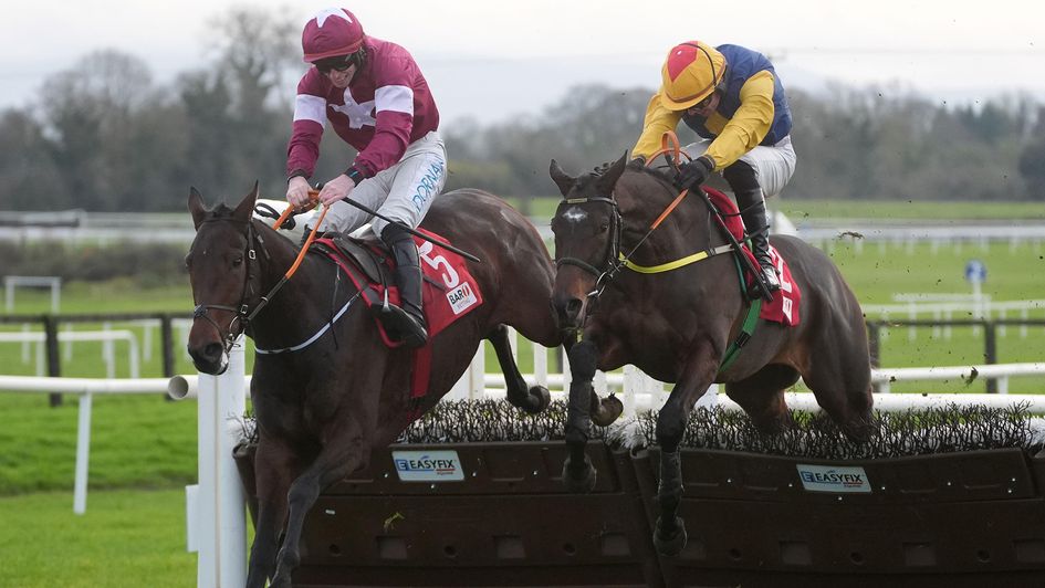 Koktail Brut (left) wins under Jack Kennedy, narrowly beating Blake