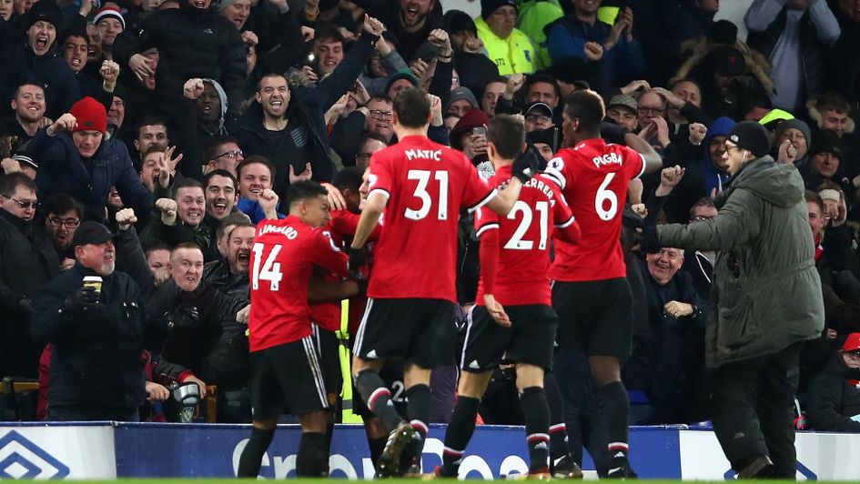 Manchester United players celebrate