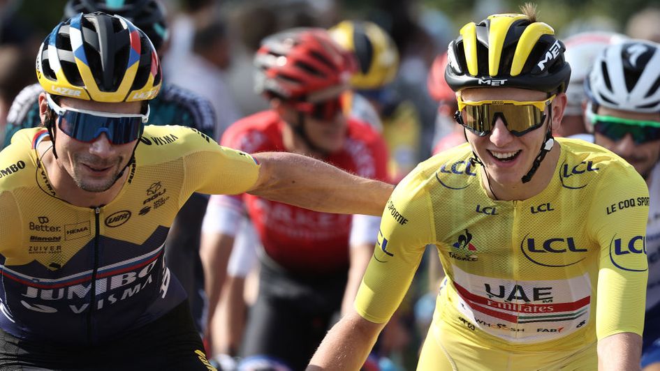 Primoz Roglic and compatriot Tadej Pogacar