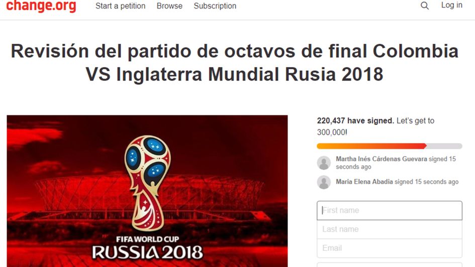 The Colombia petition set up demanding a review of the game