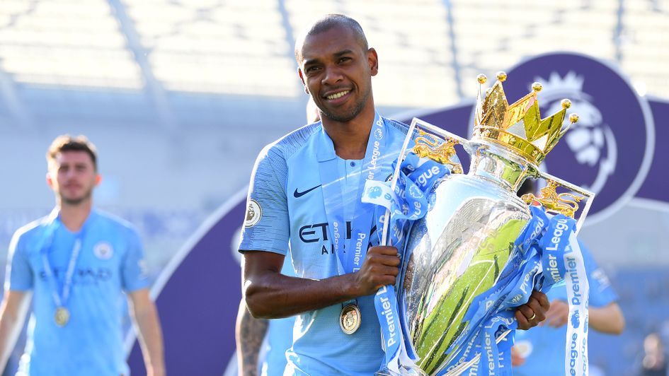 Fernandinho with the Premier League trophy