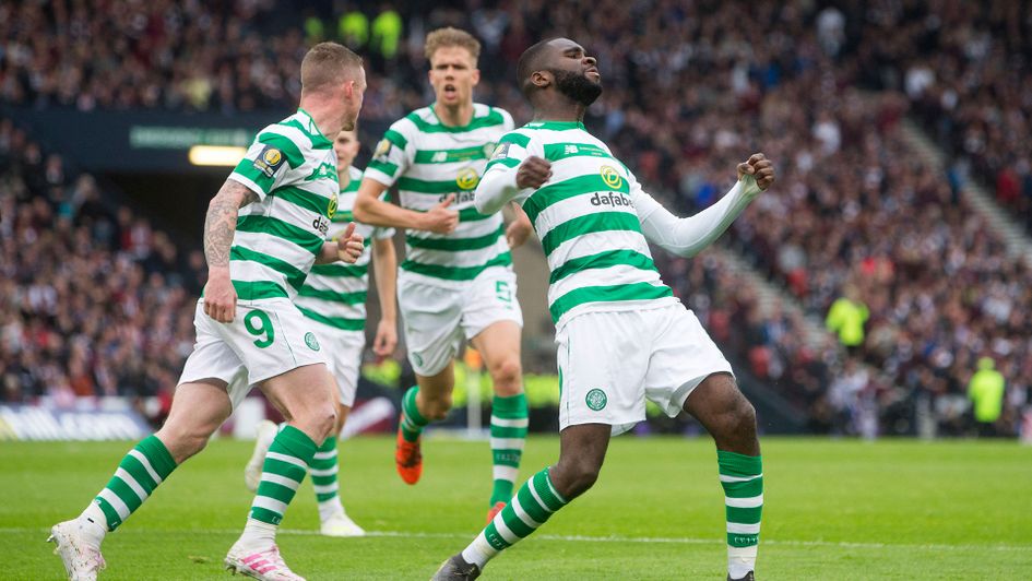 Odsonne Edouard celebrates the first of his two goals in the Scottish FA Cup Final