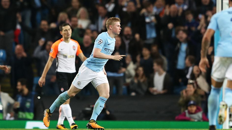 Kevin De Bruyne celebrates after scoring