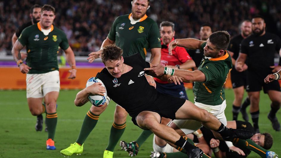 George Bridge scores for New Zealand against South Africa