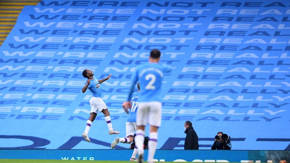 Manchester City's Raheem Sterling celebrates scoring against Arsenal