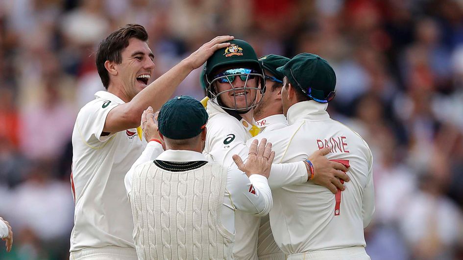 Australia celebrate a wicket at Lord's during the second Ashes test
