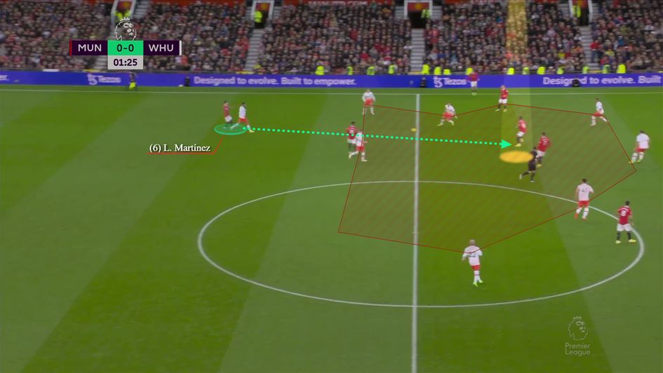 Wicked line breaking pass into feet