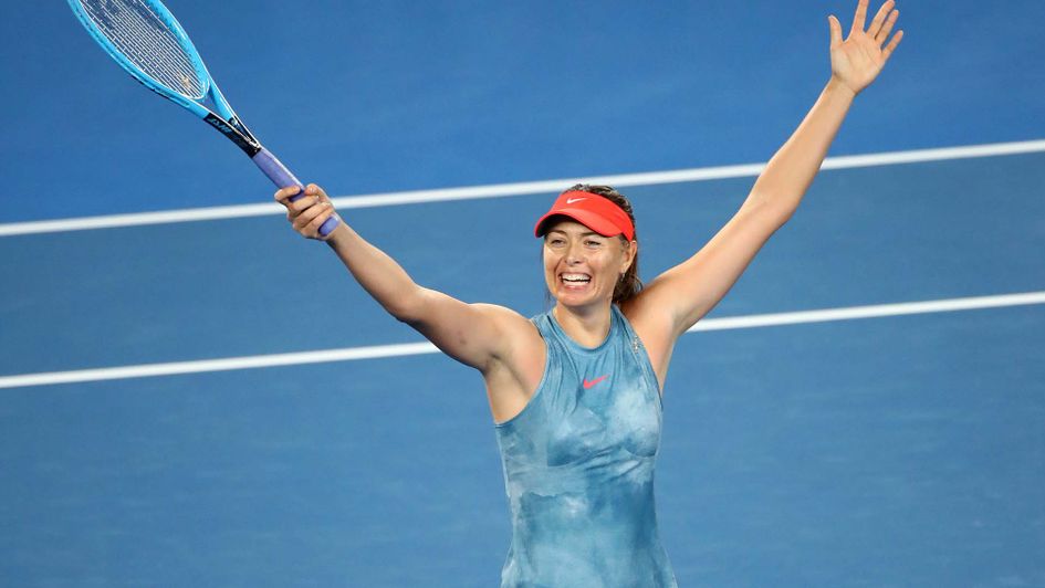 Maria Sharapova celebrates at the Australian Open