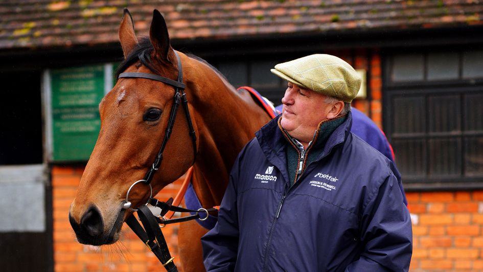 Paul Nicholls pictured with star horse Bravemansgame
