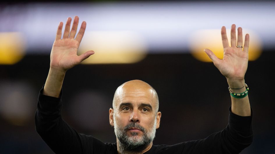 Pep Guardiola celebrates