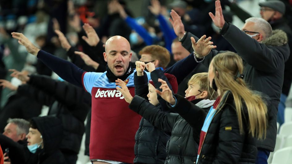Fans at West Ham v Man Utd