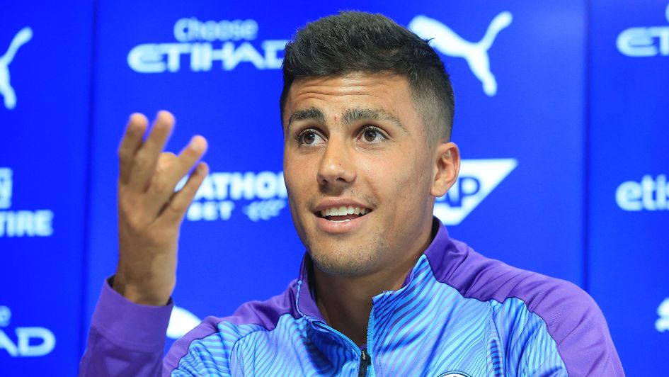Rodri speaks to the media