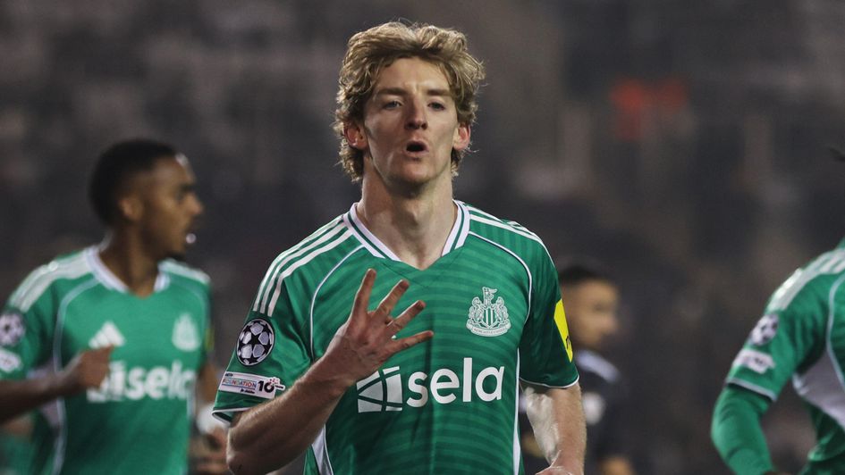 Anthony Gordon celebrates scoring four in midweek