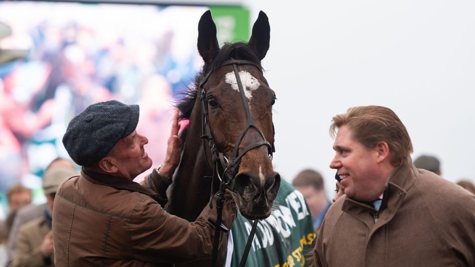 Bryan Drew with Panic Attack following her Cheltenham win