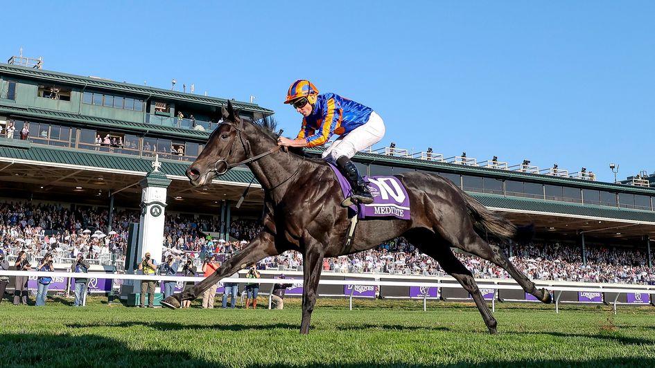 Meditate runs away with the Juvenile Fillies Turf (image courtesy of the Breeders' Cup)