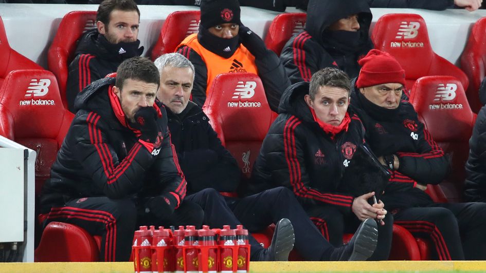 Jose Mourinho in the Anfield dugout