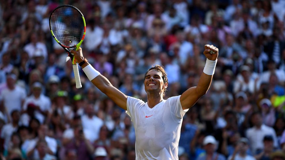 Rafa Nadal celebrates after victory over Jiri Vesely