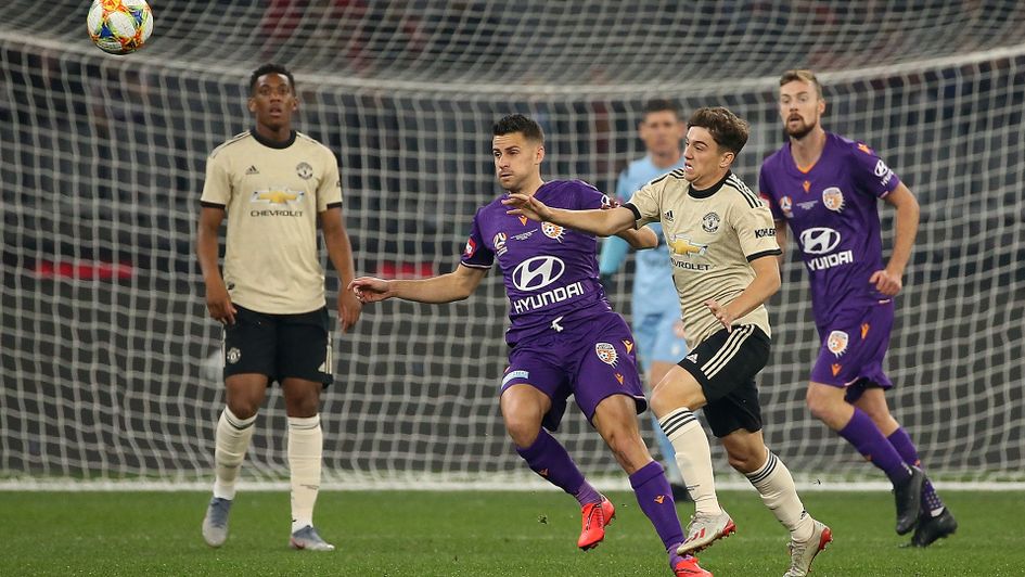 Daniel James in action against Perth Glory