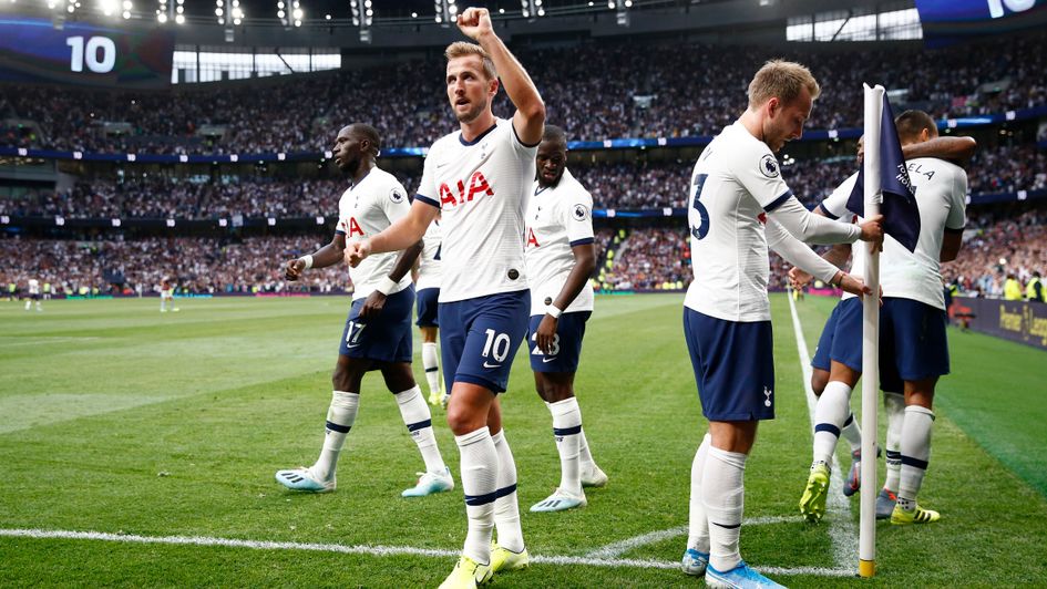 Harry Kane: Tottenham forward celebrates his second goal in the comeback against Aston Villa