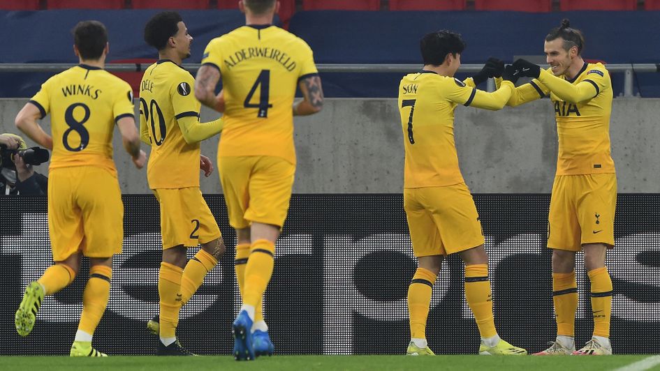 Tottenham celebrate a goal against Wolfsberger