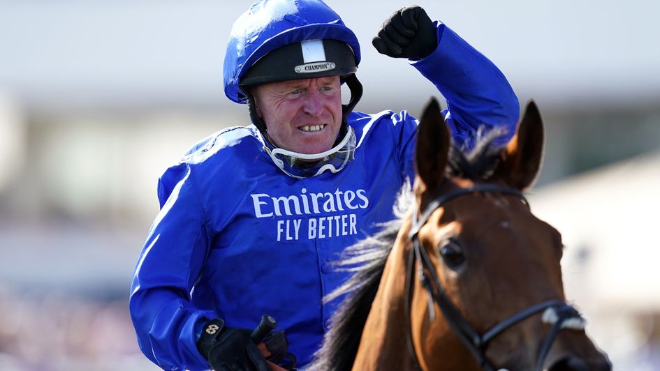 Gary Bardwell celebrates after winning the Leger Legends Classified Stakes