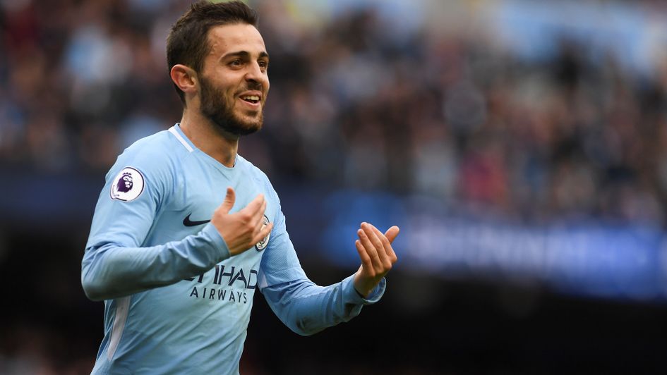 Bernardo Silva celebrates after scoring for Manchester City