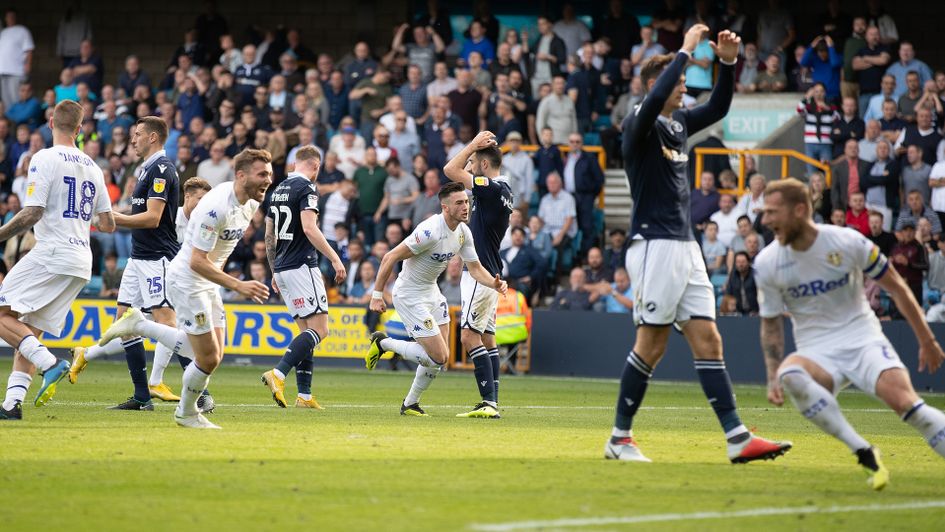 Jack Harrison scores a late equaliser for Leeds against Millwall