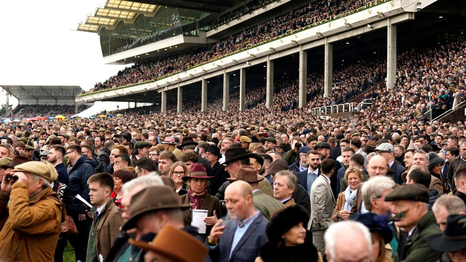 Racegoers wait for the start of the Sky Bet Supreme
