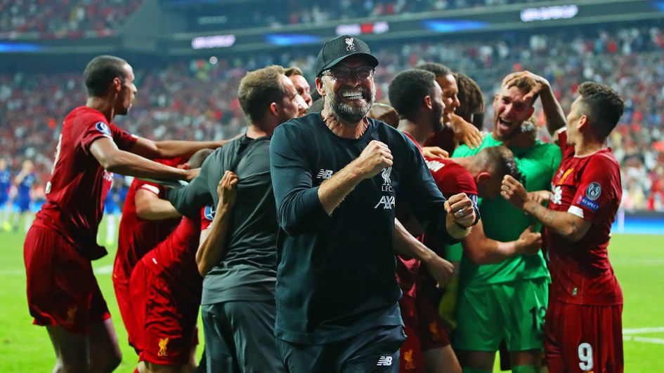 Jurgen Klopp celebrates Liverpool's Super Cup triumph