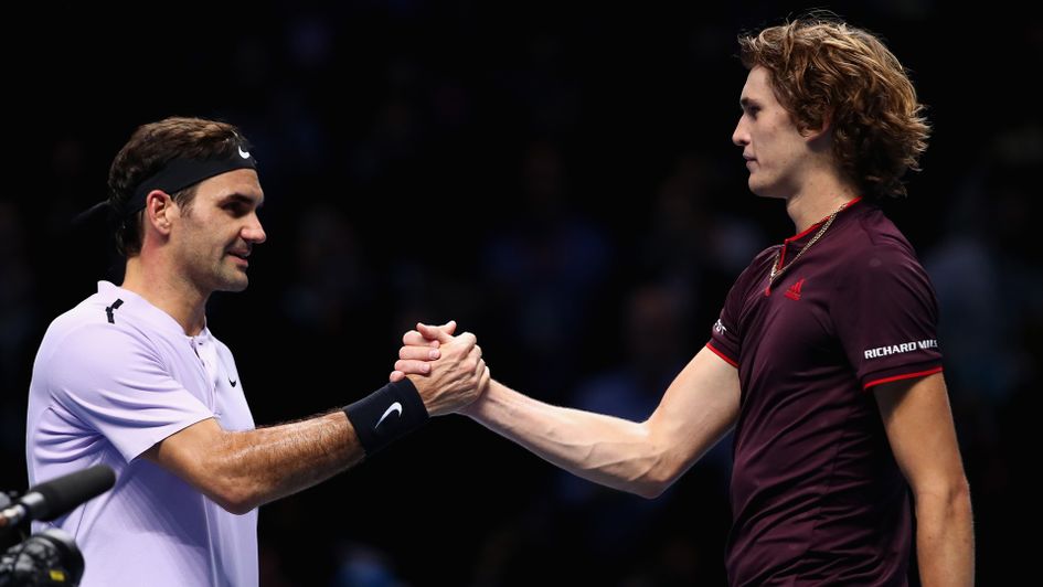 Roger Federer (l) saw off Alex Zverev in three sets