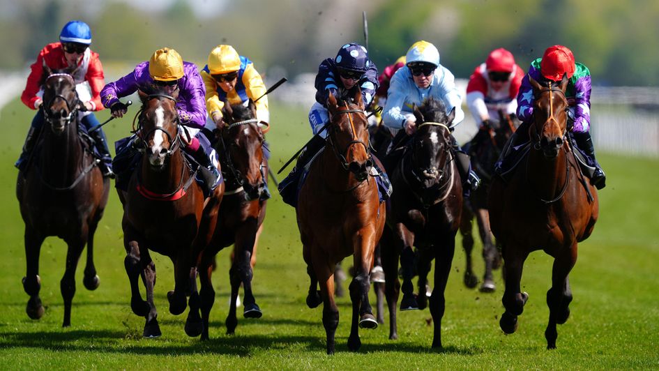 Inca Heights (centre) wins at Newbury