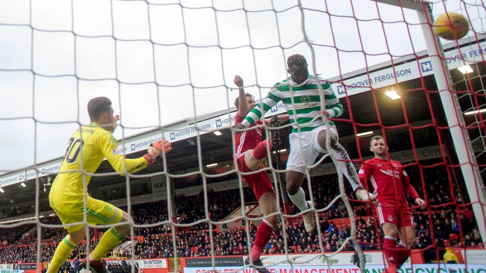 Moussa Dembele scores Celtic's first against Aberdeen