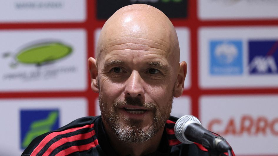Erik ten Hag speaks at a Manchester United press conference