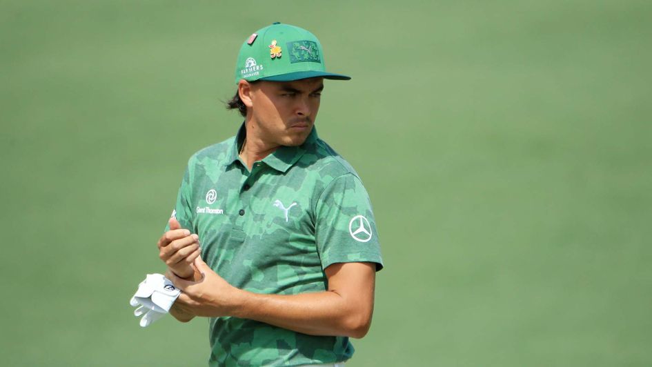 Rickie Fowler in action at The Masters at Augusta
