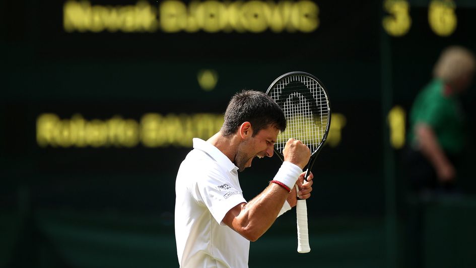 Djokovic celebrates reaching another Wimbledon final