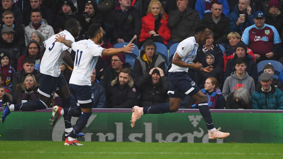 Everton's Yerry Mina celebrates his first Premier League goal