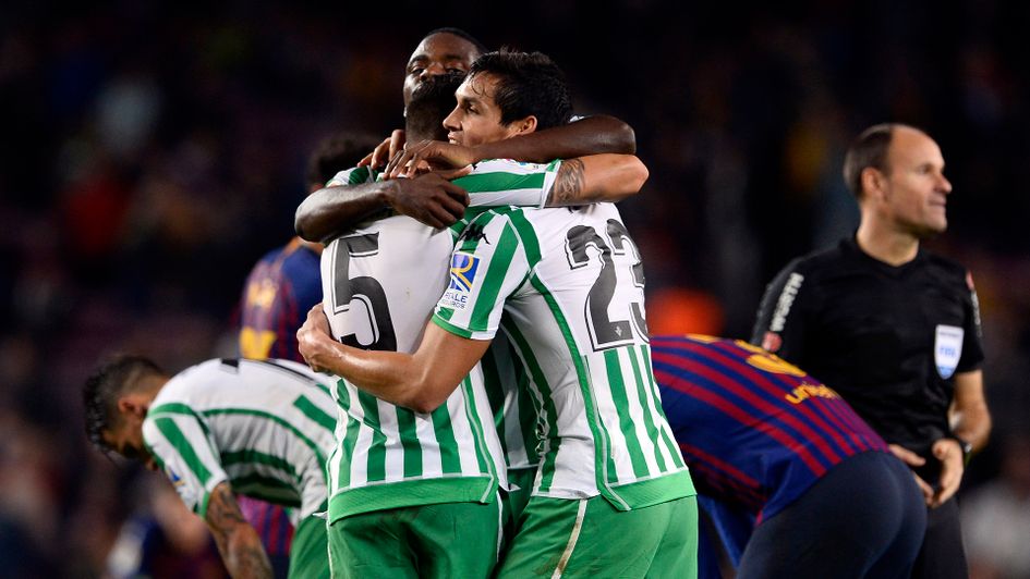 Real Betis celebrate their victory over Barcelona