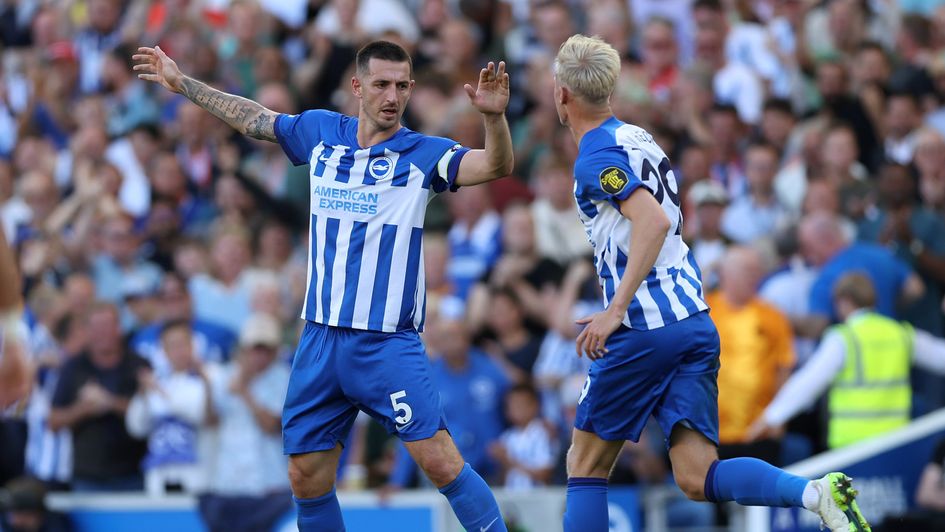 Lewis Dunk celebrates his goal