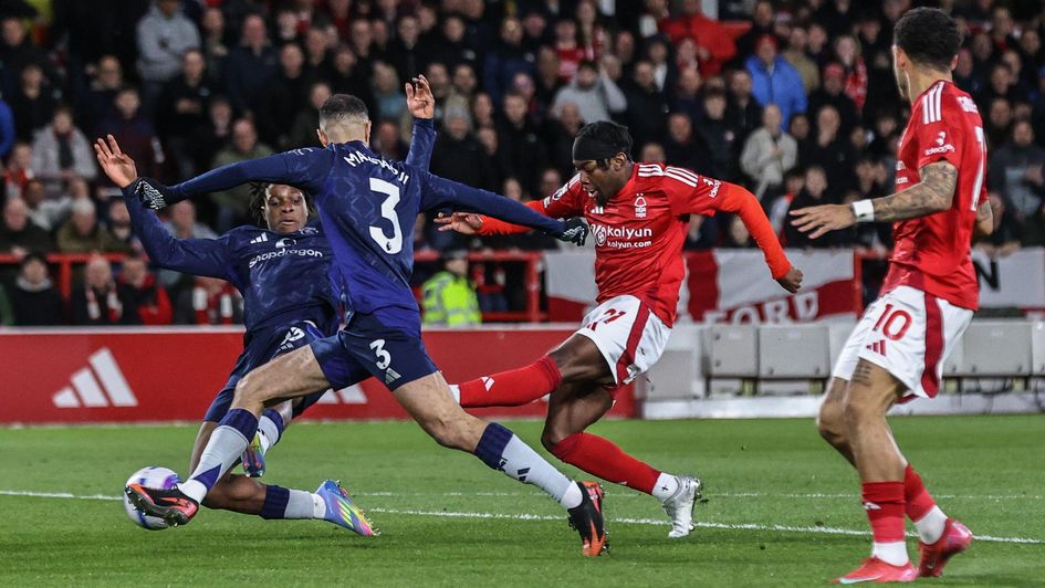 Anthony Elanga scores against Manchester United