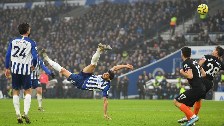Alireza Jahanbakhsh scores a spectacular overhead kick against Chelsea