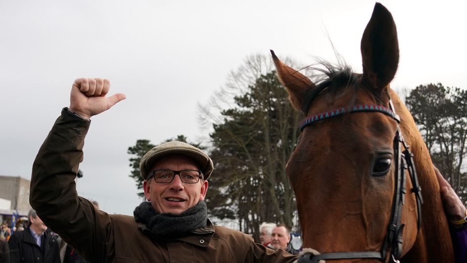 Warren Greatrex celebrates at Leopardstown
