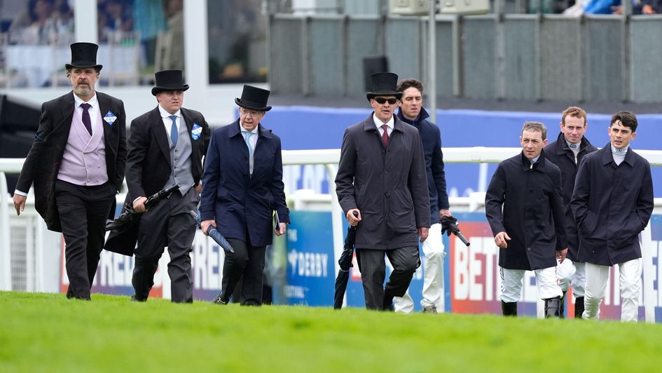 Aidan O'Brien and team prepare to walk the Derby course