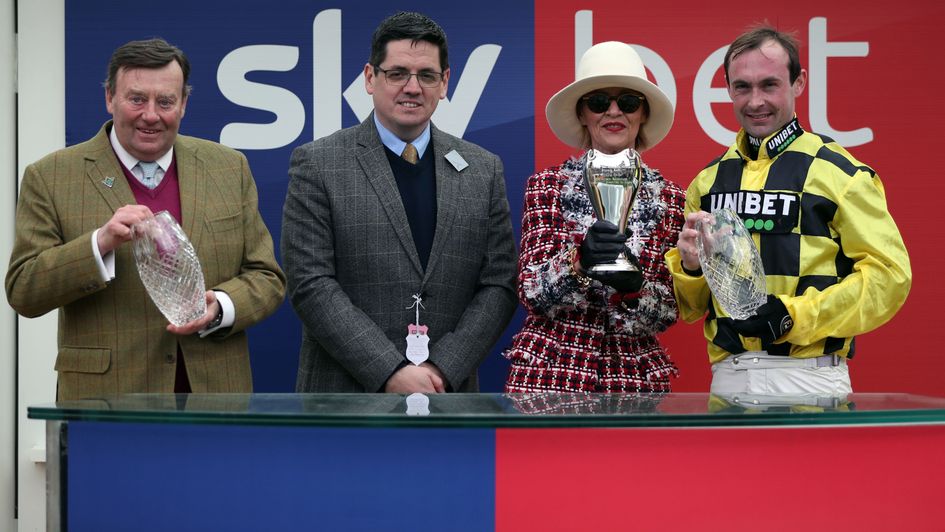 Connections celebrate Shishkin's win in the Sky Bet Supreme