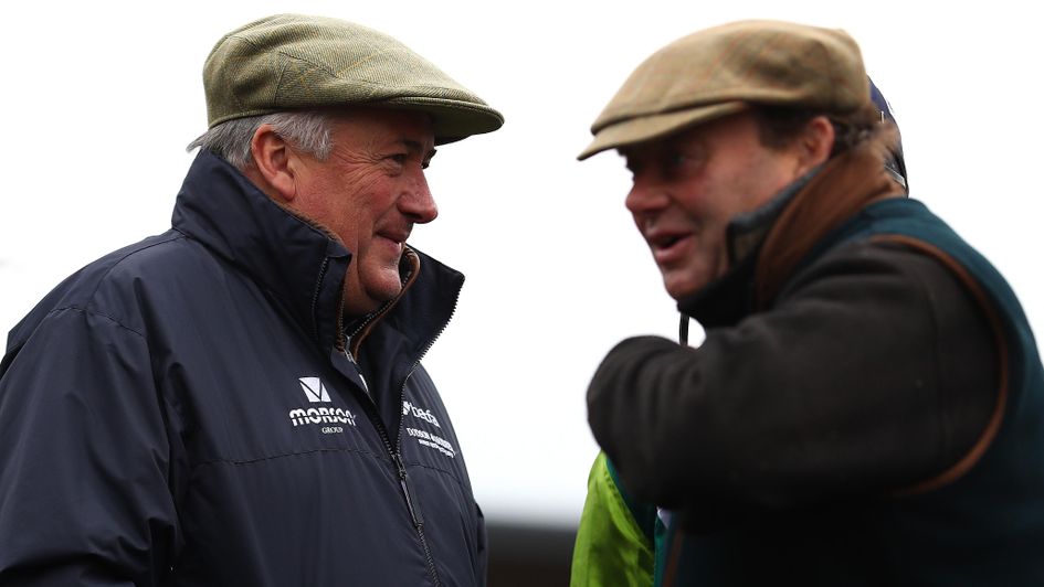Paul Nicholls and Nicky Henderson chat ahead of the Newbury work