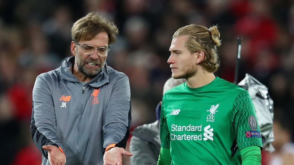Loris Karius and Liverpool boss Jurgen Klopp in discussions