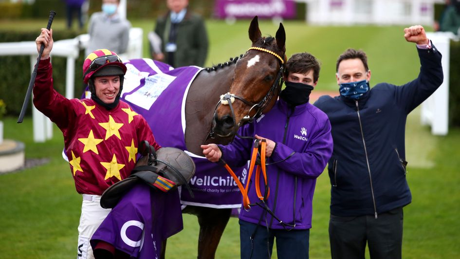 Jack Kennedy (left) and trainer Henry de Bromhead celebrate with Minella Indo after winning the Cheltenham Gold Cup