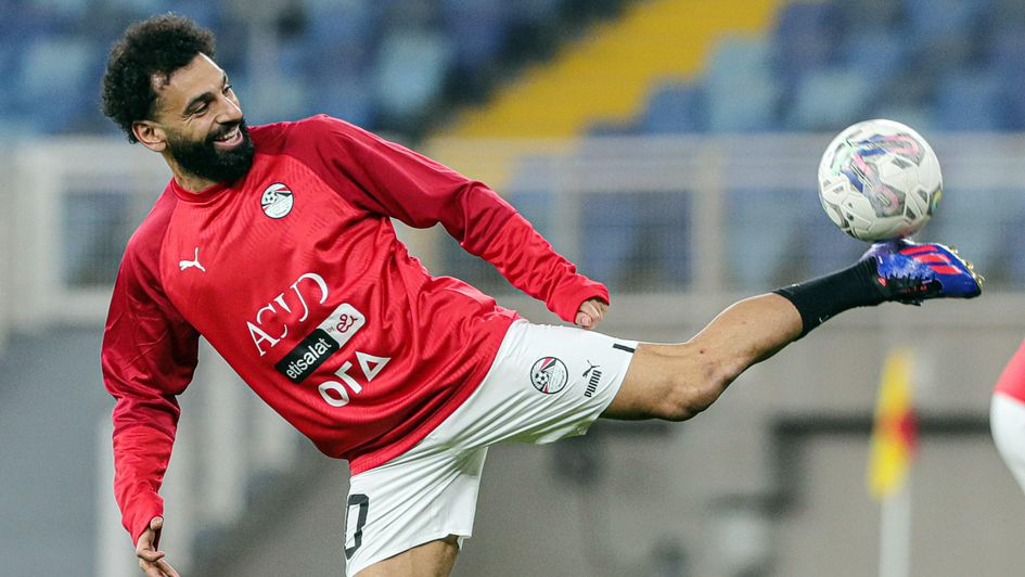 Mohamed Salah warming up for Egypt