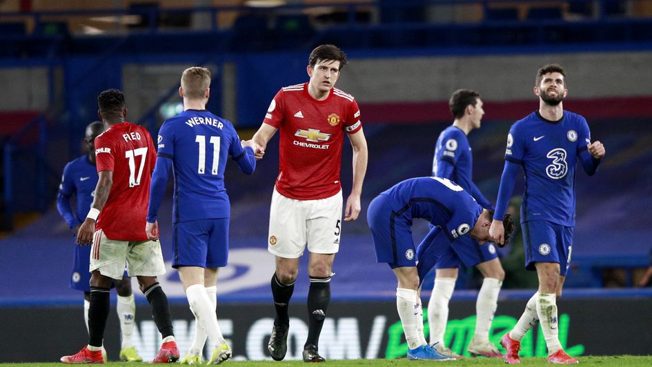 Chelsea and Manchester United players shake hands after their goalless draw