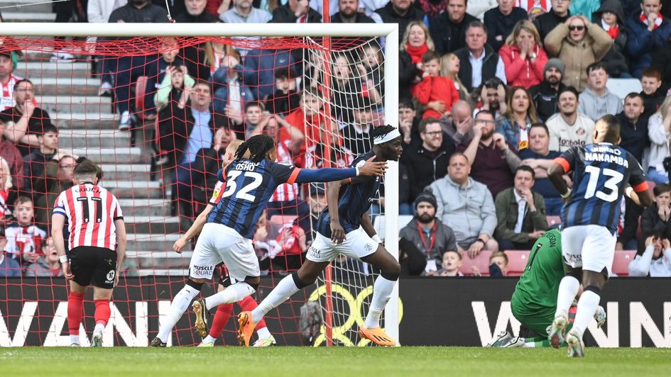 Elijah Adebayo celebrates his goal against Sunderland